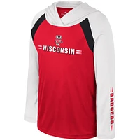 Youth Colosseum Red Wisconsin Badgers Eddie Multi-Hit Raglan Long Sleeve Hoodie T-Shirt