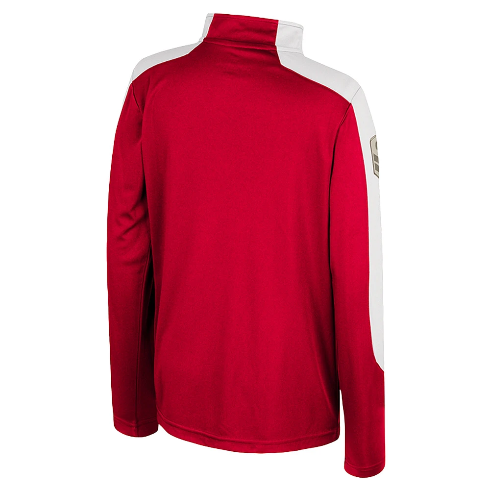 Youth Colosseum  Red Wisconsin Badgers OHT Military Appreciation Cyclone Quarter-Zip Windshirt