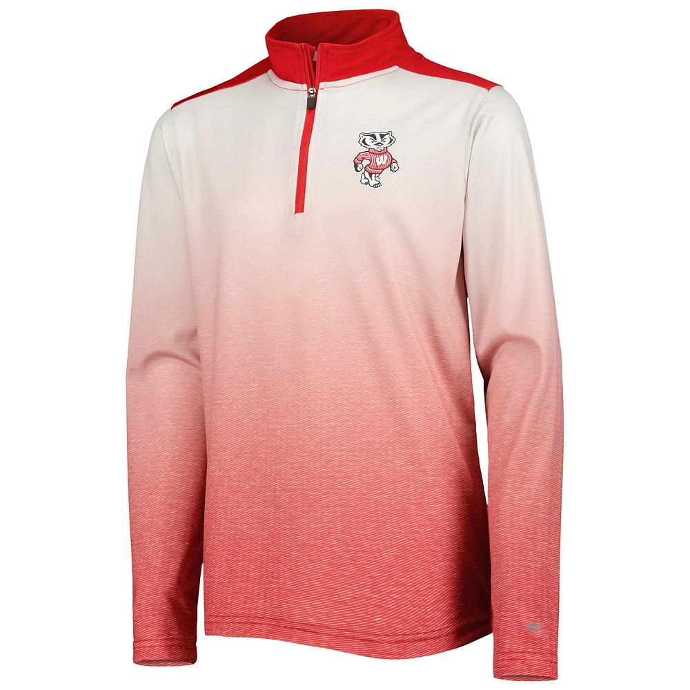 Youth Colosseum White/Red Wisconsin Badgers Max Quarter-Zip Jacket