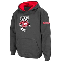 Sweat à capuche avec grand logo des blaireaux du Wisconsin, stade athlétique pour jeunes