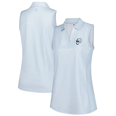 Polo sans manches à rayures ouvertes bleu clair WM Phoenix de FootJoy pour femme
