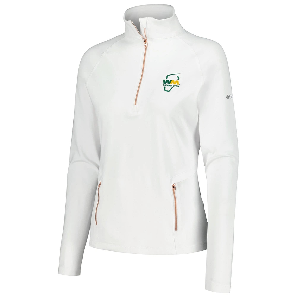 Women's Columbia White WM Phoenix Open Outward Nine Omni-Wick Raglan Quarter-Zip Jacket