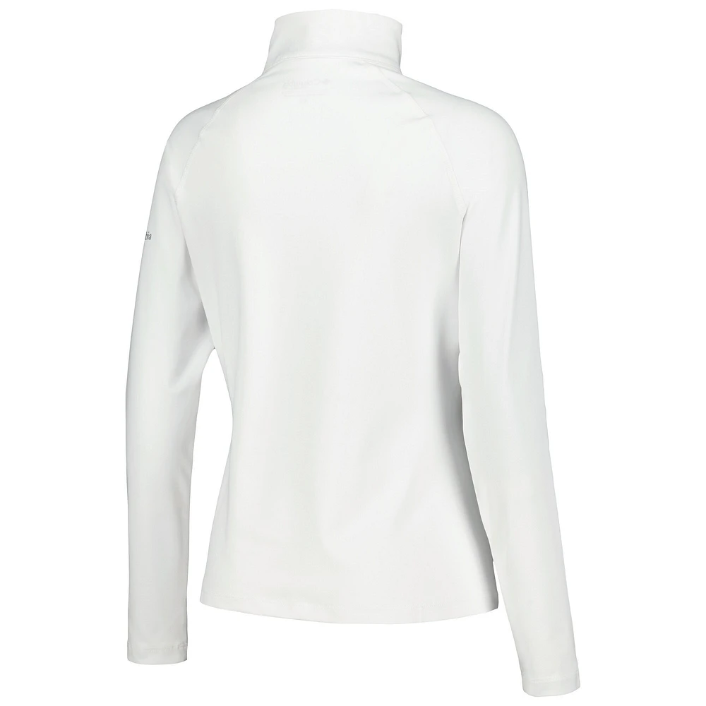 Women's Columbia White WM Phoenix Open Outward Nine Omni-Wick Raglan Quarter-Zip Jacket