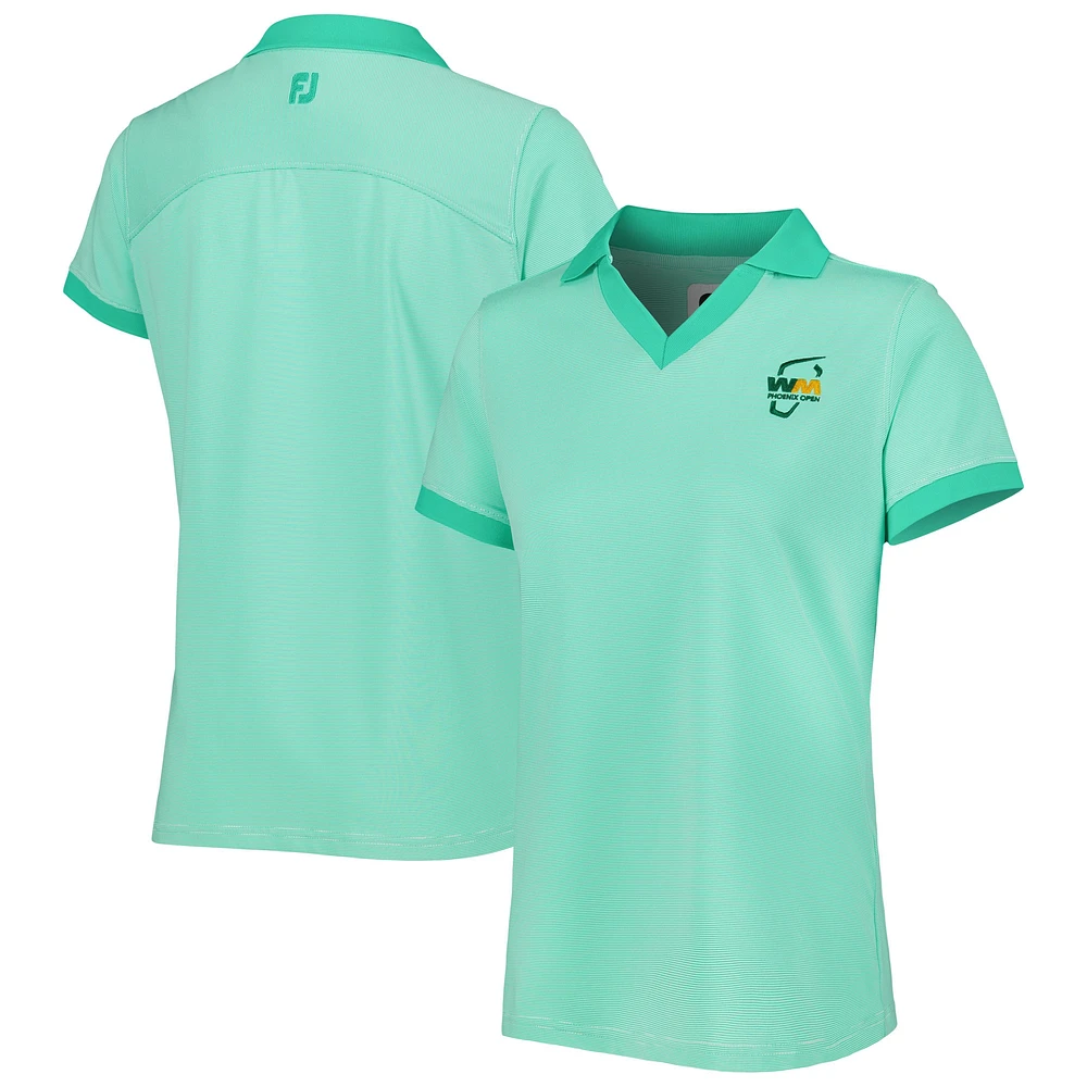 Women's FootJoy Mint WM Phoenix Open End on Lisle ProDry V-Neck Golf Polo