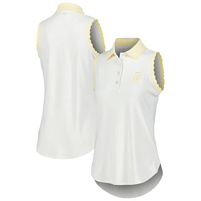 Polo en jersey extensible sans manches Peter Millar blanc/jaune WM Phoenix Open Opal pour femme