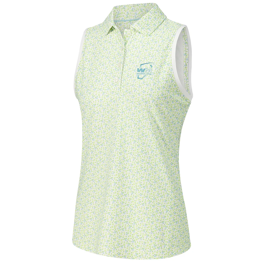 Polo sans manches en maille sport à bandes ouvertes Peter Millar White WM Phoenix pour femme