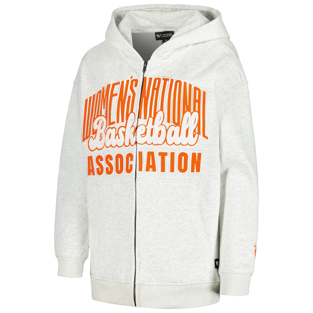 Women's The Wild Collective Heather Gray WNBA Washed Full-Zip Hoodie