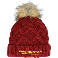 Women's New Era Burgundy Washington Football Team Luxe - Cuffed Knit Hat with Pom