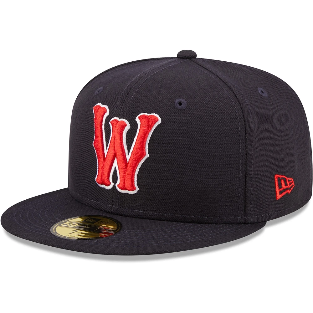 Casquette ajustée New Era Worcester Red Sox Authentic Collection 59FIFTY pour homme, bleu marine
