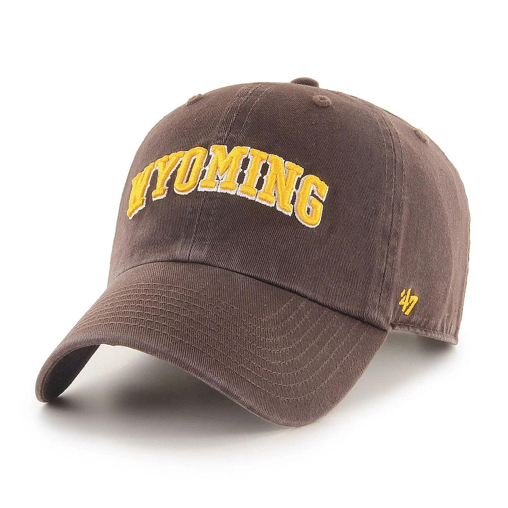 Casquette ajustable marron « 47 » pour homme, motif Wyoming Cowboys, avec inscription « Clean Up »