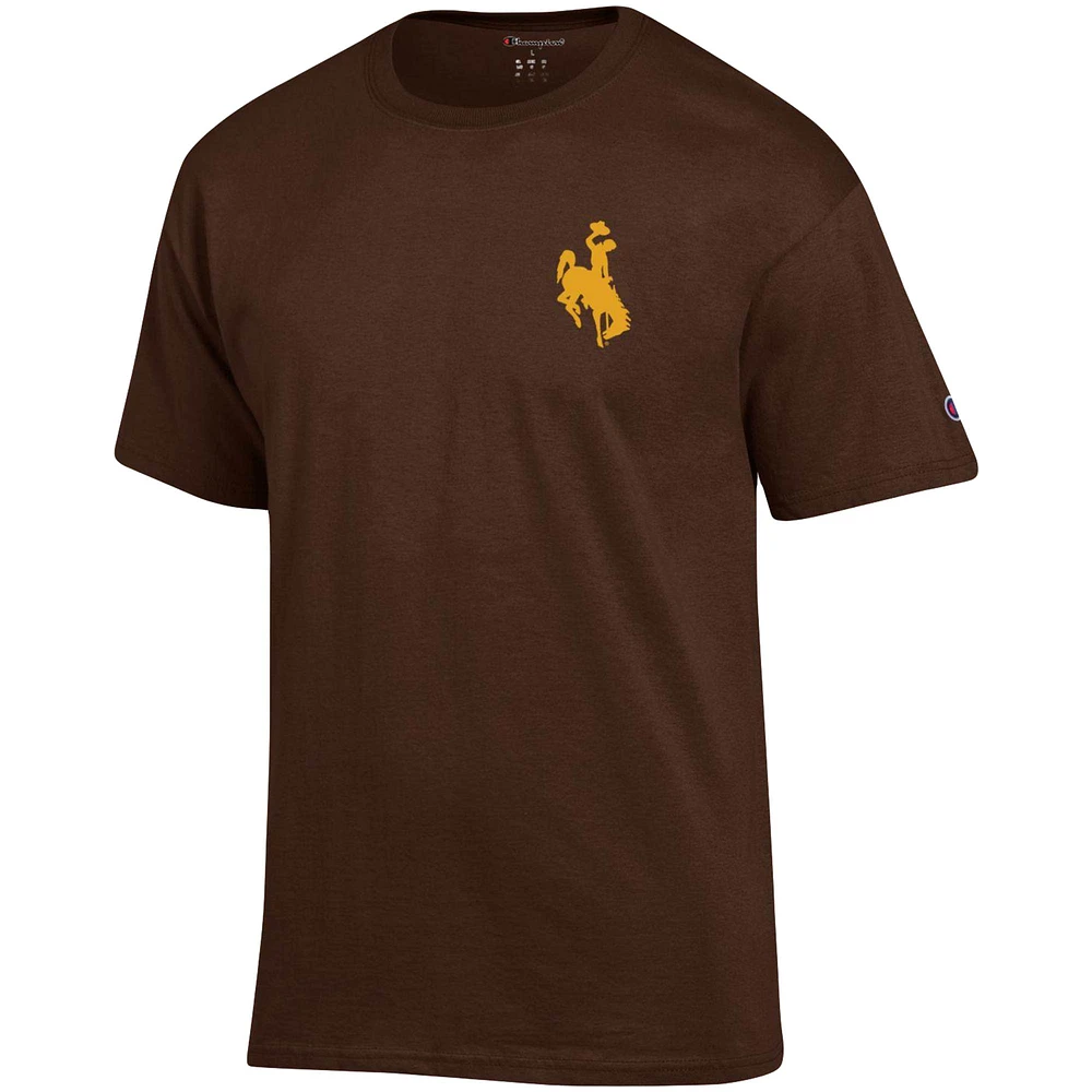 Men's Champion Brown Wyoming Cowboys Stack 2-Hit T-Shirt