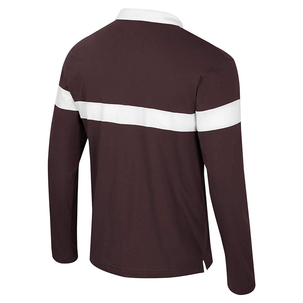Men's Colosseum  Brown Wyoming Cowboys Too Cool For School Long Sleeve Polo
