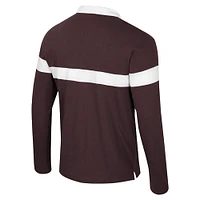 Men's Colosseum  Brown Wyoming Cowboys Too Cool For School Long Sleeve Polo