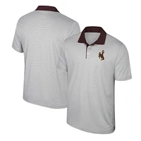 Men's Colosseum Gray Wyoming Cowboys Tuck Striped Polo
