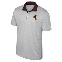 Men's Colosseum Gray Wyoming Cowboys Tuck Striped Polo