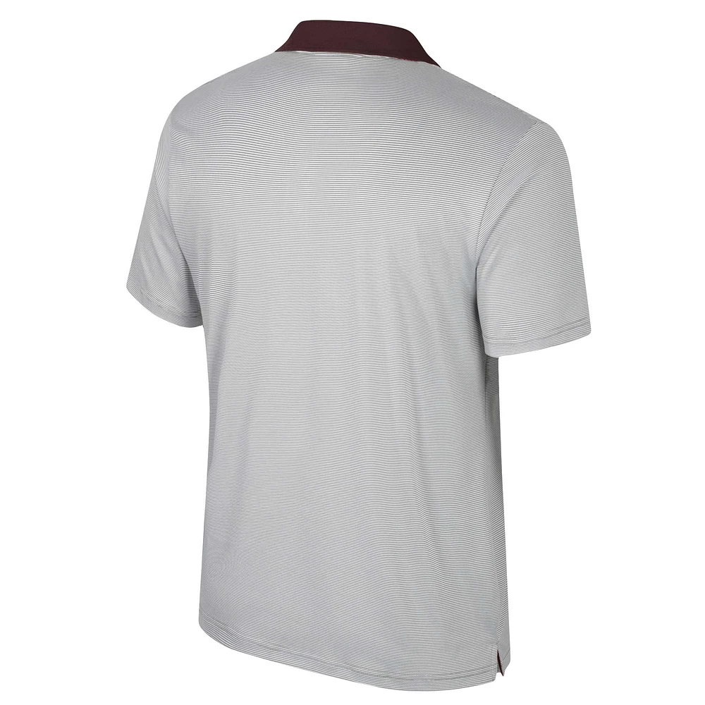 Men's Colosseum Gray Wyoming Cowboys Tuck Striped Polo