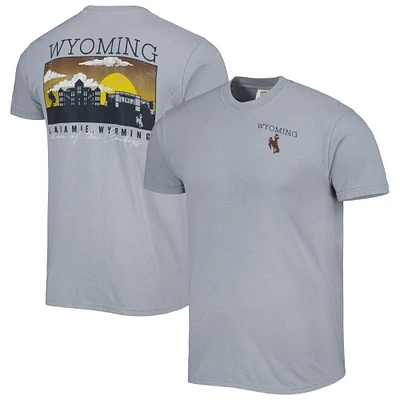 Men's Gray Wyoming Cowboys Campus Scenery Comfort Color T-Shirt