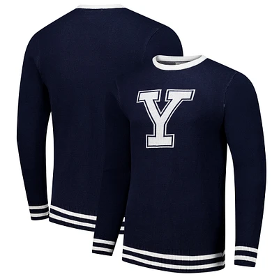 Pull unisexe en tricot vintage bleu marine Yale Bulldogs Renew de Uscape Apparel