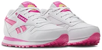 Reebok Girls Classic Leather - Girls' Preschool Shoes White/Atomic Pink/Electric Yellow