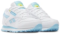 Reebok Girls Classic Leather - Girls' Preschool Shoes White/Digital Blue/Electric Yellow