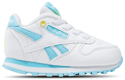 Reebok Girls Classic Leather - Girls' Toddler Shoes Electric Yellow/Digital Blue/White