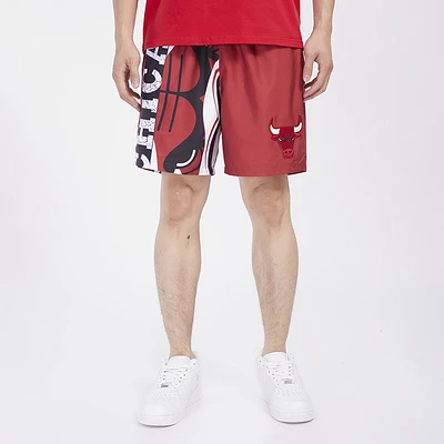 Pro Standard Bulls Split Mash Up Logo Woven Shorts - Men's