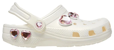 Crocs Girls Classic Iridescent Hearts Clogs - Girls' Grade School Shoes Chalk/Chalk