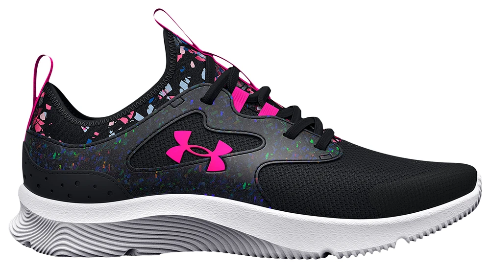 Under Armour Girls Under Armour Infinity 2.0 Print AL - Girls' Preschool Running Shoes Black/Pink Punk/Black Size 13.5