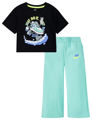Nike Girls NSW Best Foot Forward Wide Leg Pants Set - Girls' Toddler Emerald Rise/Emerald Rise
