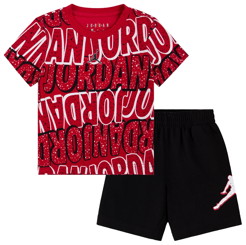 Jordan Boys Play AOP Shorts Set - Boys' Toddler Black/Red