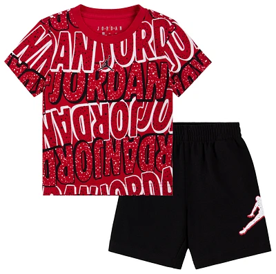 Jordan Boys Play AOP Shorts Set - Boys' Toddler Black/Red