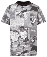 Jordan Boys Brooklyn Collage AOP S/S T-Shirt - Boys' Grade School Black/Grey