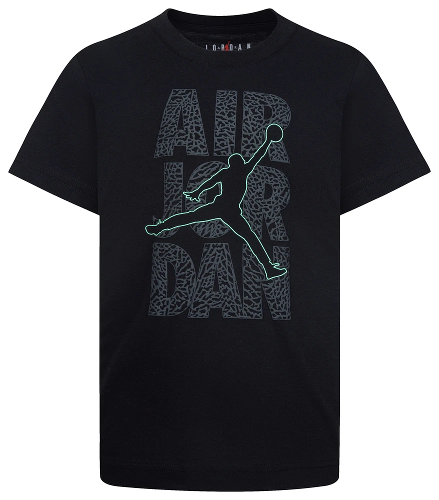 Jordan Boys Jordan AJ3 Stack Glow Short Sleeve T-Shirt - Boys' Preschool Green/Black Size 6