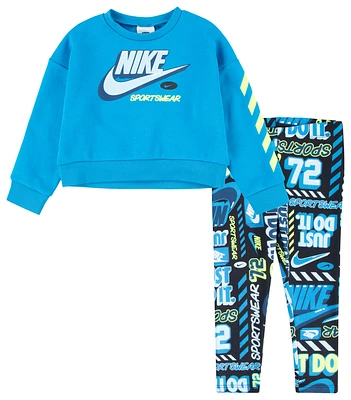 Nike Girls Nike Crew & Legging Set - Girls' Toddler Black/Blue Size 2T