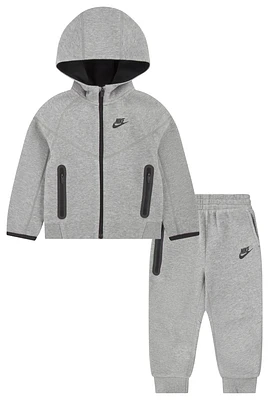 Nike Boys Nike Tech Fleece Hooded Full-Zip Set - Boys' Toddler Dark Grey Heather/Grey Size 2T