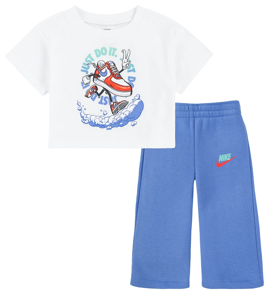 Nike Girls Nike NSW Best Foot Forward Wide Leg Pants Set - Girls' Infant Nike Polar/Nike Polar Size 12MO