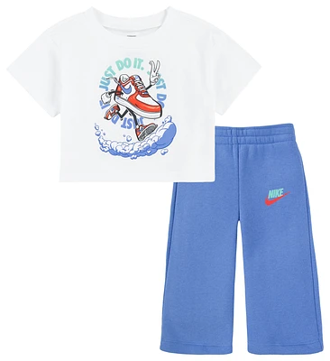 Nike Girls Nike NSW Best Foot Forward Wide Leg Pants Set - Girls' Infant Nike Polar/Nike Polar Size 12MO