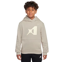 Nike Girls Aja Wilson A'ja Club Fleece Hoodie - Girls' Grade School Desert Sand/Soft Pink
