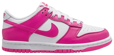 Nike Girls Dunk Low - Girls' Grade School Basketball Shoes White/Laser Fuchsia