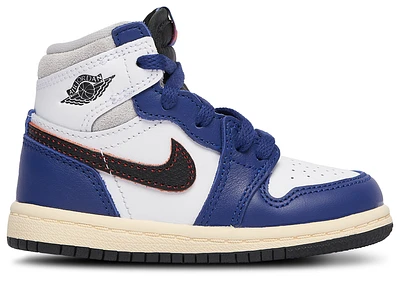 Jordan Boys Retro 1 HI OG Remastered - Boys' Toddler Basketball Shoes White/Neutral Grey/Deep Royal Blue