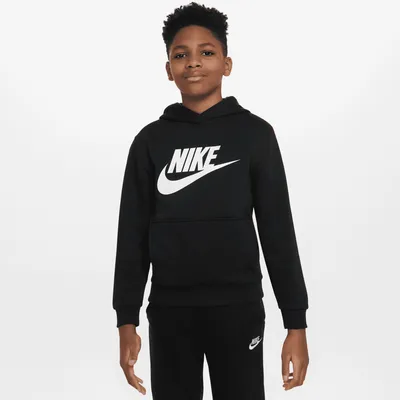 Nike Boys Nike NSW Club HBR Fleece Hoodie - Boys' Grade School White/Black Size S