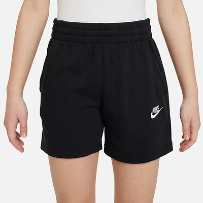 Nike Girls NSW Club FT 5" Shorts - Girls' Grade School Black/Black