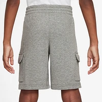Nike Boys Club French Terry LBR Cargo Shorts - Boys' Grade School Grey/Grey