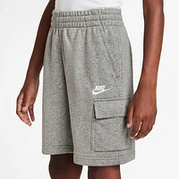 Nike Boys Club French Terry LBR Cargo Shorts - Boys' Grade School Grey/Grey