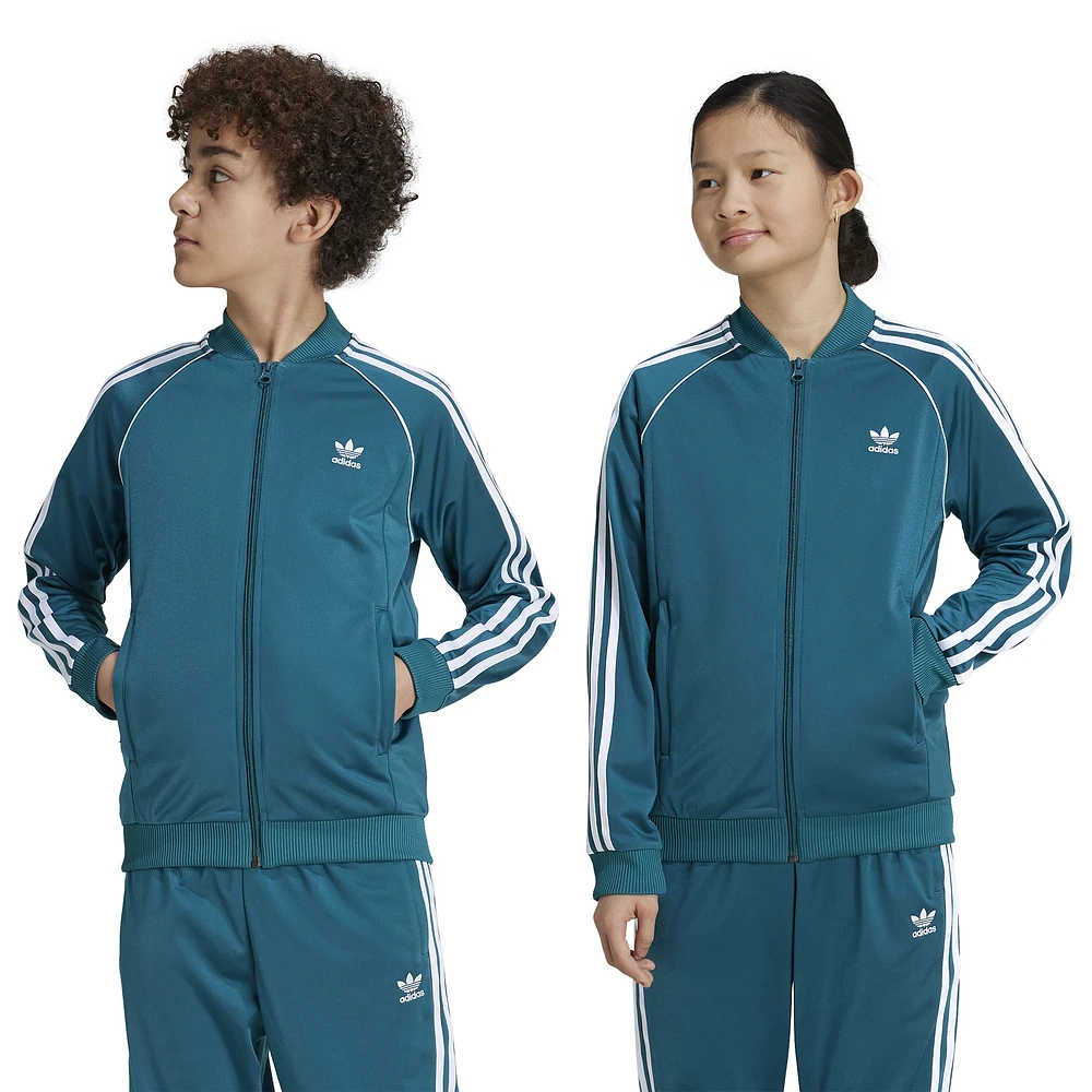 adidas Originals Boys Superstar Track Top - Boys' Grade School Teal/White