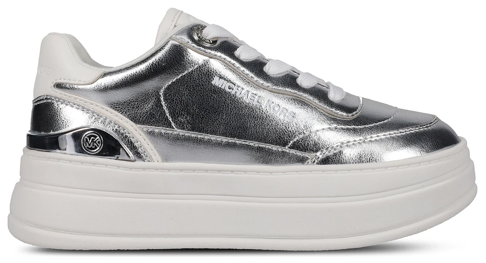 Michael Kors Girls Michael Kors Hayes - Girls' Grade School Shoes Silver Tumbled Metal/White Nappa Size 03.0