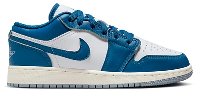 Jordan Boys Jordan AJ 1 Low SE - Boys' Grade School Shoes White/Tan/Blue Size 05.5