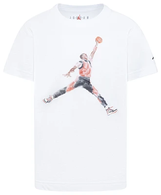 Jordan Boys Jordan Watercolor Jumpman T-Shirt - Boys' Preschool White/Red Size 4