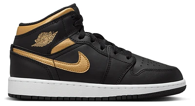 Jordan Boys AJ 1 Mid - Boys' Grade School Shoes Black/Gold/White