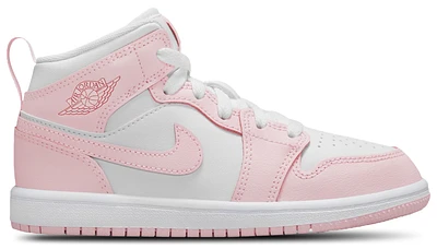 Jordan Girls AJ 1 Mid - Girls' Preschool Basketball Shoes Pink Foam/White/Fired Red